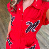 OLE MISS RED POCKET ROMPER