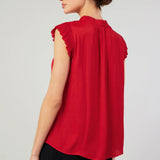 MARGOT PLEATED BLOUSE || RED