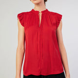 MARGOT PLEATED BLOUSE || RED