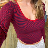 MILA RED NAVY STRIPED TOP