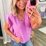 MADI PURPLE STUDDED RUFFLE BLOUSE