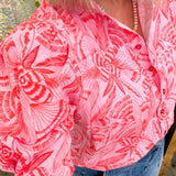 Tropical Linen Button Top