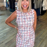 BLUSH MULTI TWEED SHIFT DRESS
