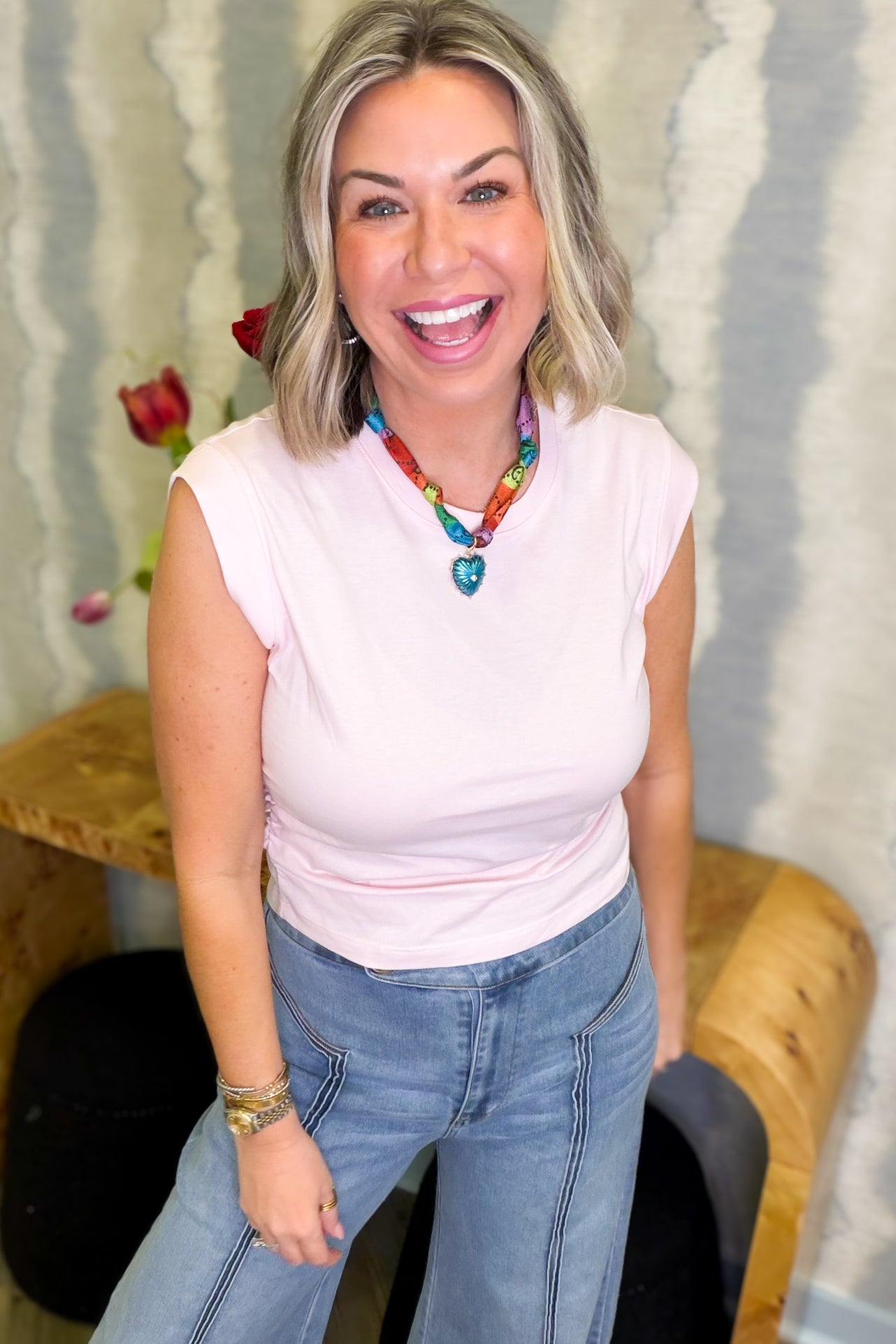 Harper Solid Cinched Top