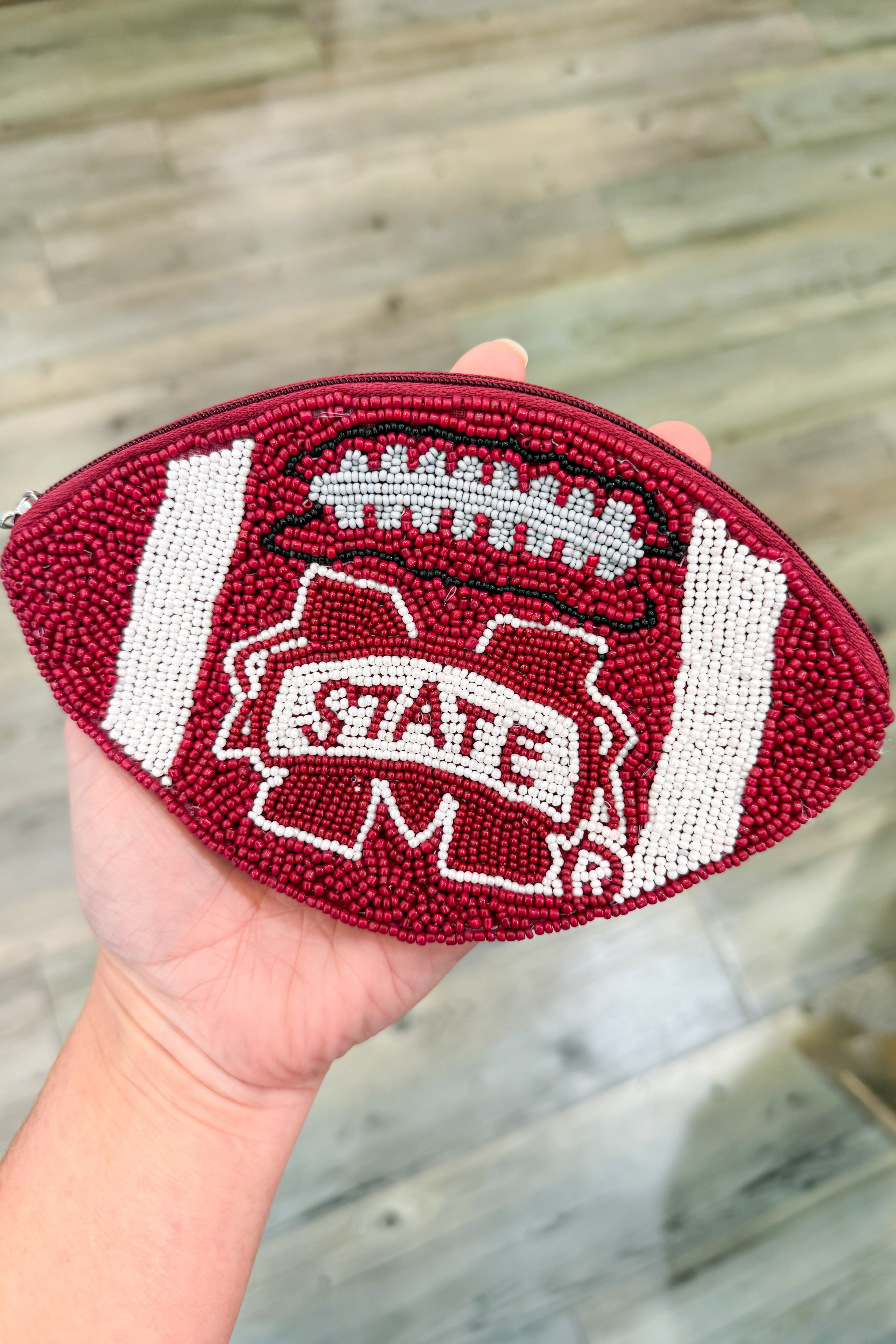 Football Beaded Pouch