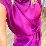 Cowl Neck Tie Waist Maxi