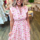 PINK BOWS FRONT ZIP MINI DRESS