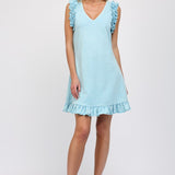 RUFFLE DETAILED FRENCH TERRY CASUAL MINI DRESS || 2 COLORS