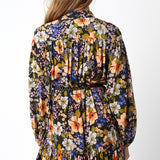 Black Apricot Floral Long Sleeve Mini Dress