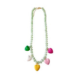 Larissa Beaded Necklace with Colorful Heart Charms