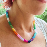 Rainbow Necklace || Faceted Ombre Multi Color Gemstones