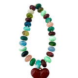 Stanley Chunky Beaded Necklace with Heart Charm