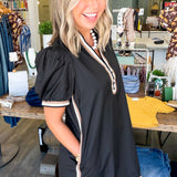 Emma Black Puff Sleeve Mini Dress