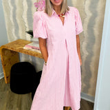 Stassi Pink Stripe Pleated Midi Dress