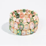 Sage Coral Hearts Bracelet Stack Set