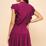 Very Berry Ruffle V-Neck Mini Dress