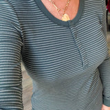 Henley Knitted Green Thermal Top