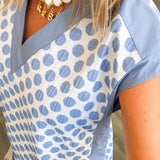 Blue Dot V-Neck Tunic Mini Dress