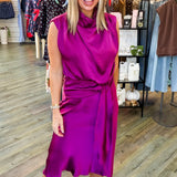 Cowl Neck Tie Waist Maxi