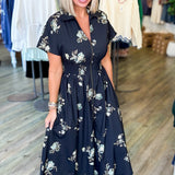 Aurora Floral Front Zip Midi Dress