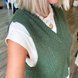 Nora Olive Contrast Sweater Vest