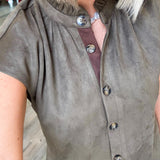 Olivet Suede Button Up Mini Dress