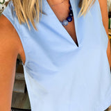 Marie Powder Blue V-Neck Sleeveless Top