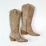 AUDREY TAUPE SUEDE BOOTS