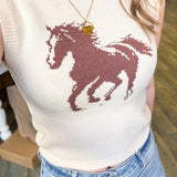 Cream Horse Knit Vest