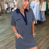 DAPHNE NAVY STRIPED DRESS