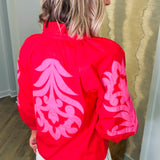 Laurie Red Embroidered Blouse