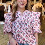Taylor Pink Floral Blouse