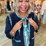 LAURA NAVY VELOUR JACKET