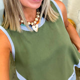 Lauren Green Detailed Tank Top