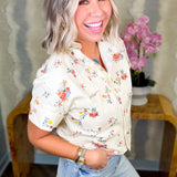 Eden Floral Denim Button Down Top