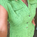 FERN GREEN EYELET ROMPER