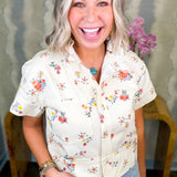Eden Floral Denim Button Down Top