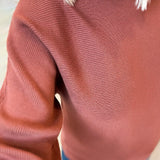 Chestnut Boatneck Ribbed Sweater