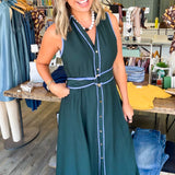 Liv Hunter Green Belted Midi Dress