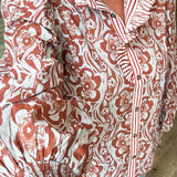 MAYA BROWN MIXED PATTERN BLOUSE
