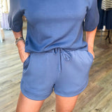 DUSTY BLUE LUXE SHORT SET