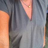 AUBREY GREEN SMOKE V NECK TOP