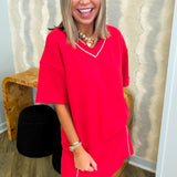 Bray True Red Relaxed Detailed Top