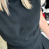 Betty Black Sweater Turtle Neck Skirt Set