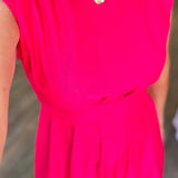 ROUGE PLEATED WAIST MIDI DRESS