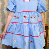 Mandi Blue Floral Stitch Dress