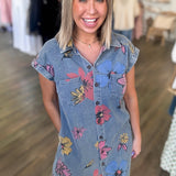 MISSIE FLORAL DENIM DRESS