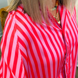 Oversized Dolman Striped Blouse