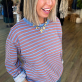 MONICA BLUE CLAY STRIPE PULLOVER