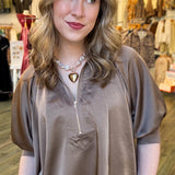 Zoey Quarter Zip Blouse